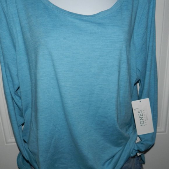 Jones New York thumbhole long sleeved wicked light weight sweater Baby Blue NWT - Picture 4 of 11